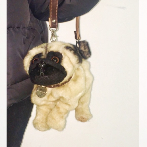 Handbags - Unique little pug purse, furry bag w/collar.😀